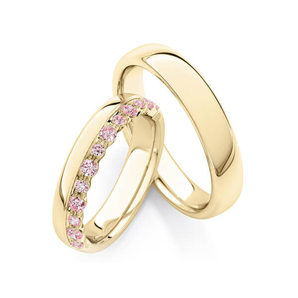 Trauringe Memoire Gelbgold 375 Pink zus. 0,380 ct. Rubin RU-1760