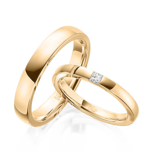 Trauringe Roségold Princess-Diamant Rubin RU-1612