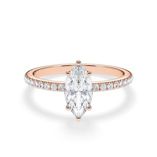 Verlobungsring Hidden Halo Lab-Grown Marquise-Diamant Rotgold Rubin RU-1901