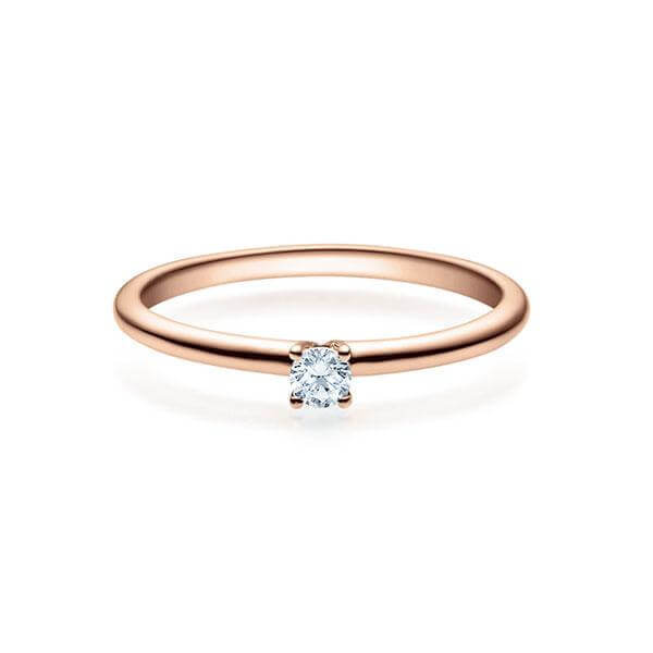 Verlobungsring Solitär 4er Krappe Rotgold 585/- zus. 0,080 ct, w, si - RU-1494-40