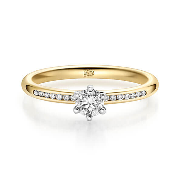 Diamantring Gelbgold 333 zus. 0,320 ct, tw,si Brillant Rubin RU-1712-3