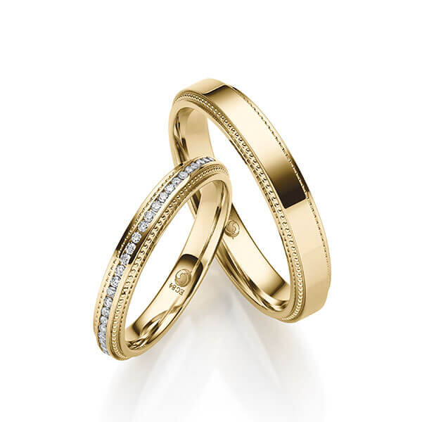 Paar Trauringe / Eheringe Gelbgold 333/- zus. 0,140 ct, tw, si - RU-1700-2