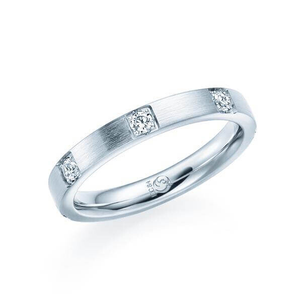 Memoire Diamantring Palladium 950 zus. 0,350ct. Brillant Rubin RU-1556