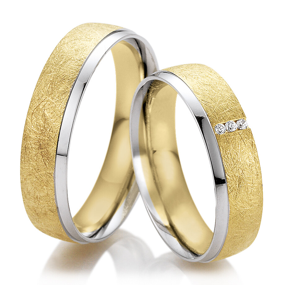 Trauringe Gelbgold & Weißgold Rainbow Breuning 48/06233 & 48/06234