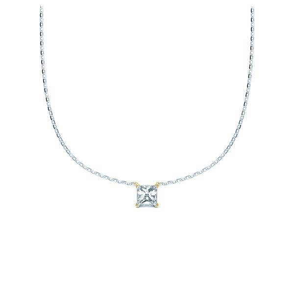 Collier Weißgold 585 Gelbgold 585 Prinzess-Diamant zus. 0,100 ct, tw, si Rubin RU-1581-4