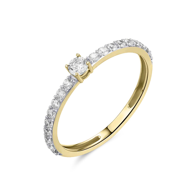 Pavé-Ring 14k Gelbgold 3mm Zirkonia Gisser Jewels VGR015