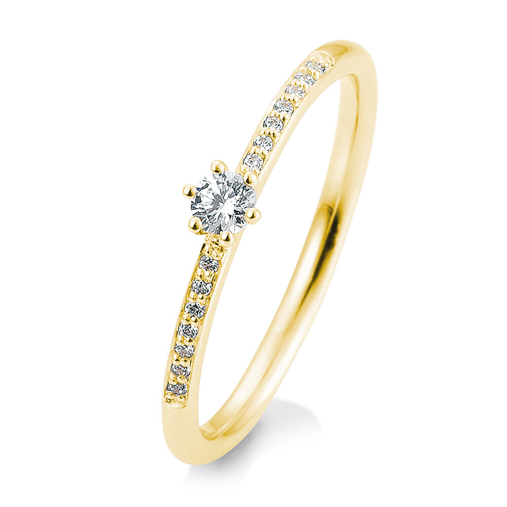 Verlobungsring Pavé Gelbgold Brillant Breuning