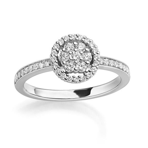 Verlobungsring Platin Halo Rubin RU-1828