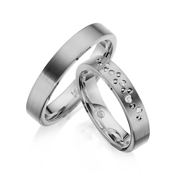 Paar Trauringe / Eheringe Graugold 585/- zus. 0,041 ct, tw, si - RU-1635-5