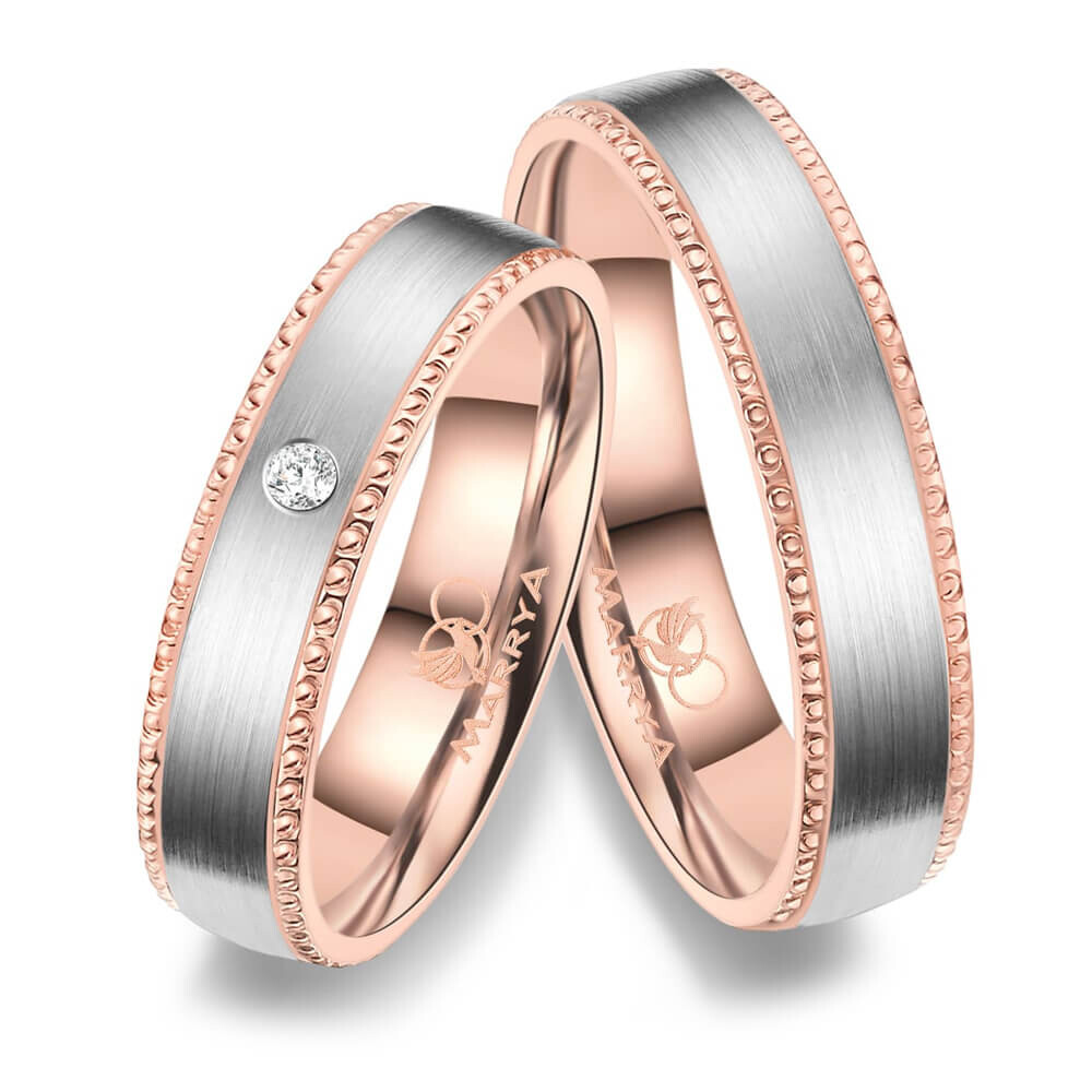 Trauringe Partnerringe Titan Rosé Perlfuge Marrya TI-42