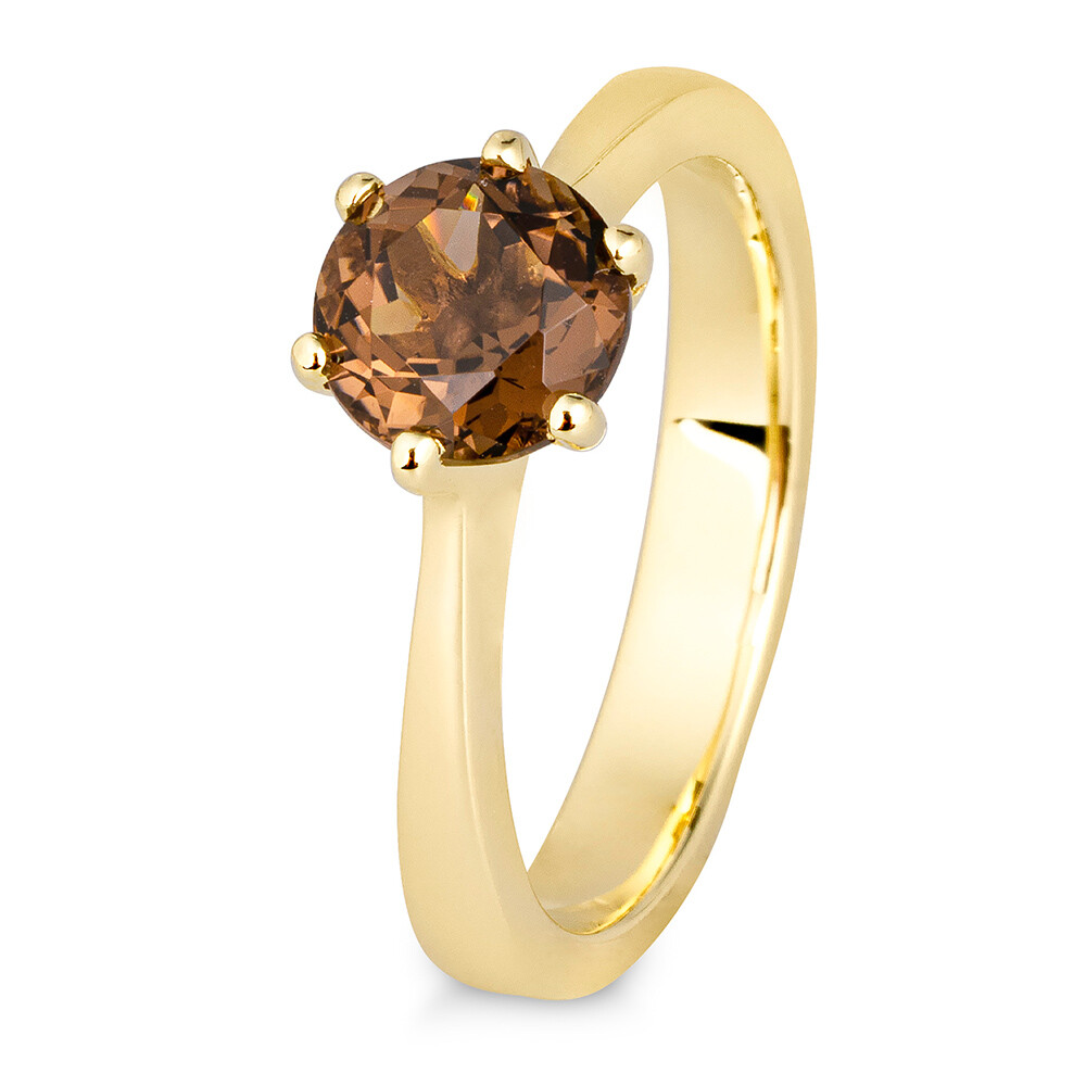Verlobungsring mit Rauchquarz BR197-5 Gelbgold