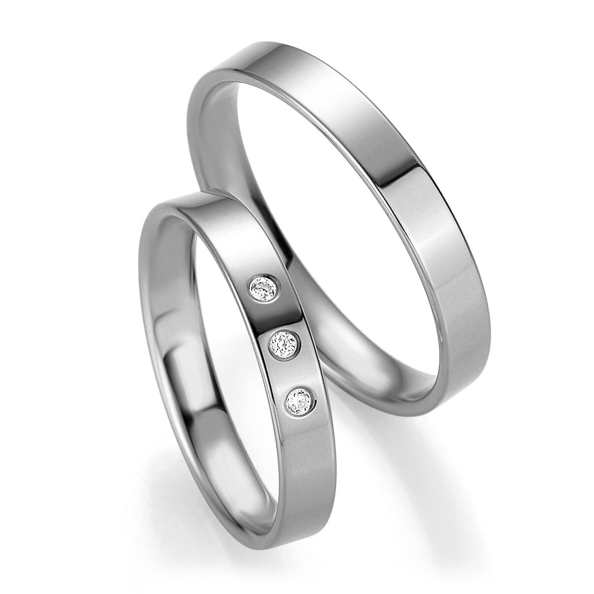 Trauringe Weißgold Profil Light Brillant Breuning 48/04402