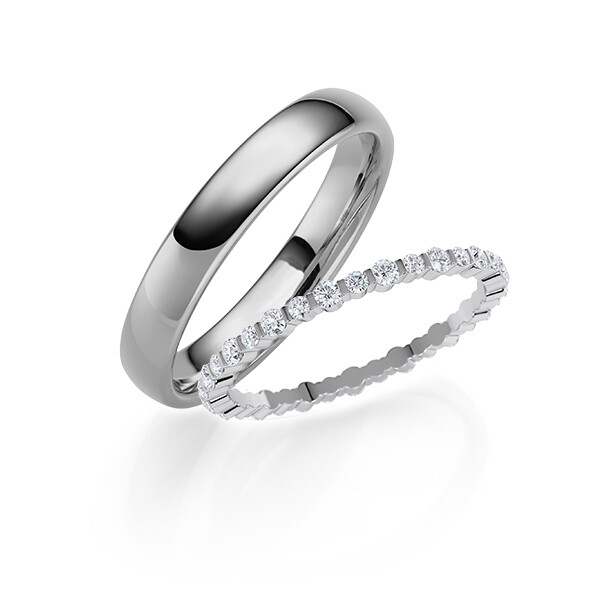 Paar Trauringe / Eheringe Platin 600/- zus. 0,570 ct, tw, si - RU-1825-5