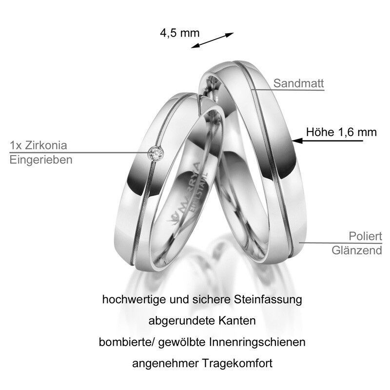 Partnerringe Trauringe Edelstahl Fuge Marrya ES-17 Info