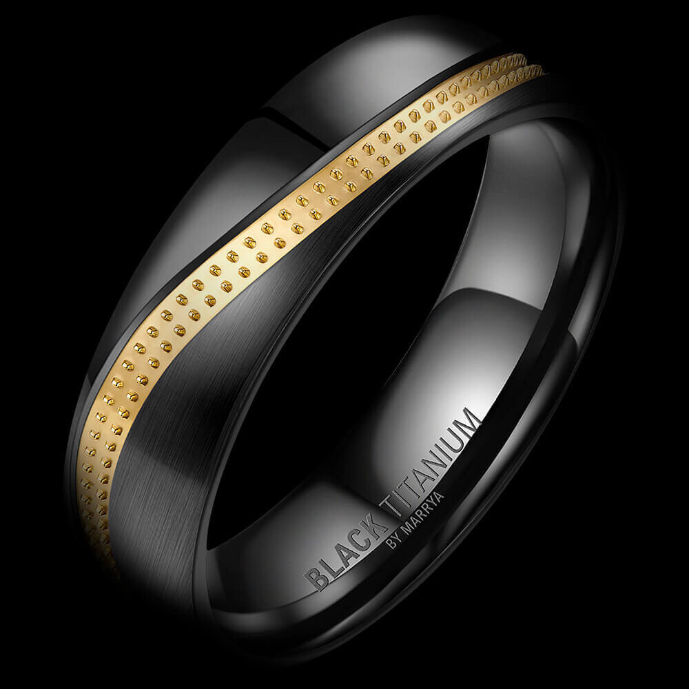 Herrenring Black Titanium Gold Marrya BT-03