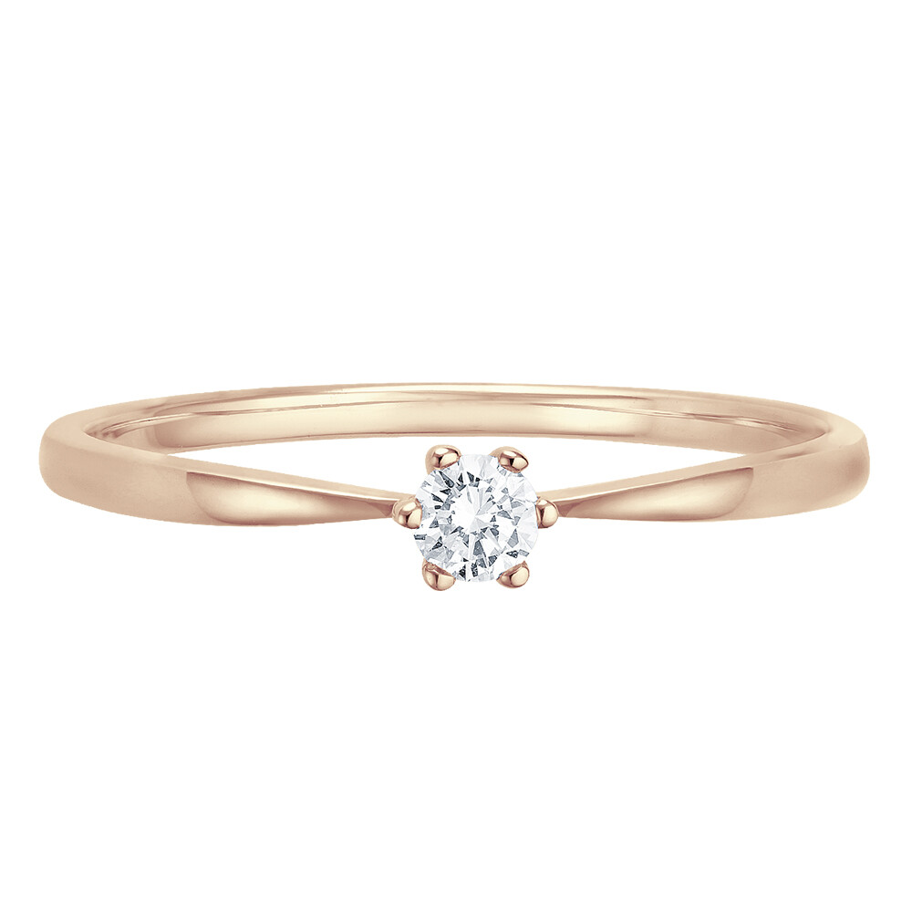 bella luce Solitaire Ring Roségold Brillant 0.090 ct. w/si, liegend
