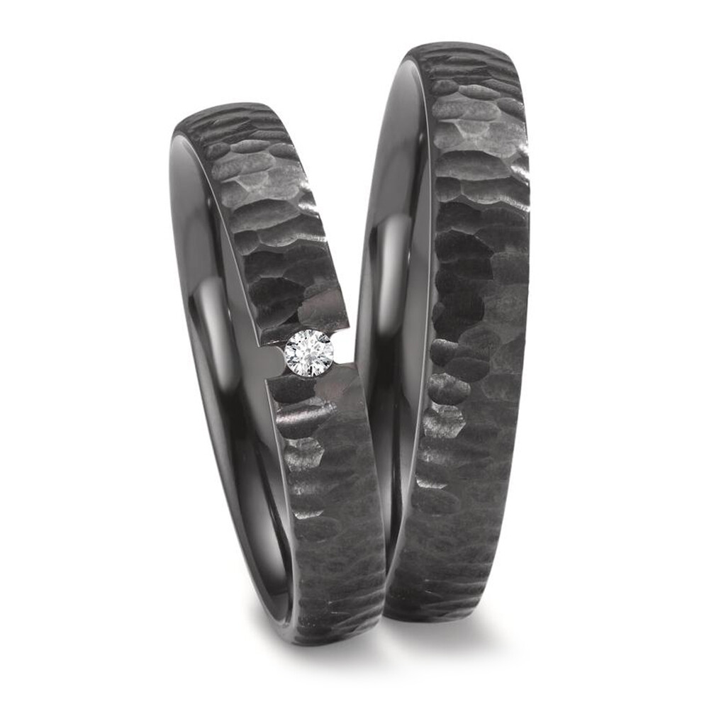 Strukturierte Eheringe aus Zirkonium Brillant Titanfactory 52670
