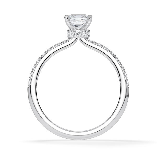 Ring Veiled Halo Prinzess Diamant Weißgold Rubin 1895