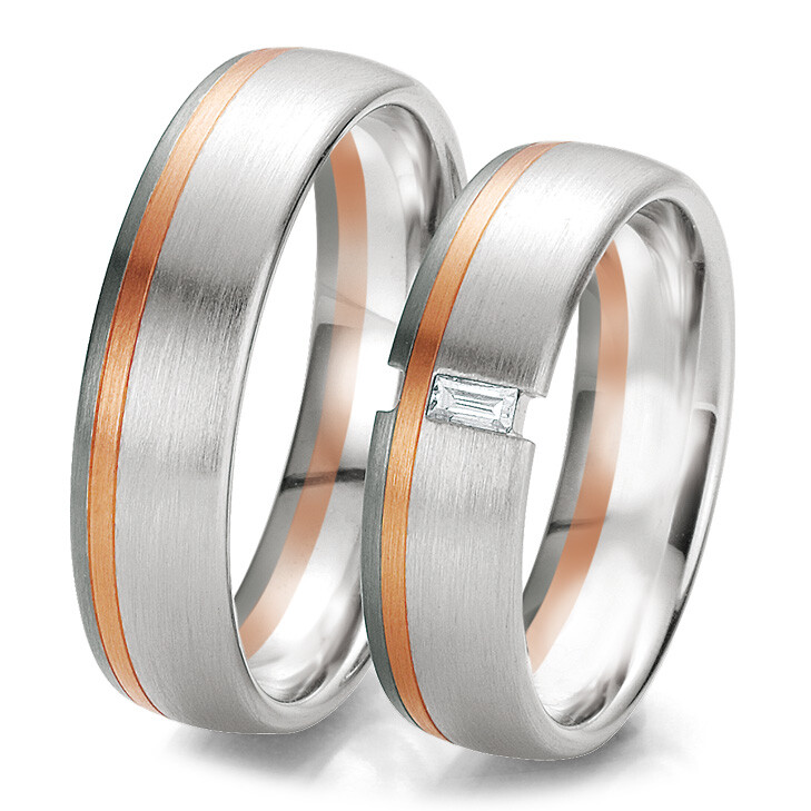Breuning Tricolor Trauringe Graugold Rotgold Weißgold 48/06113 & 48/06114