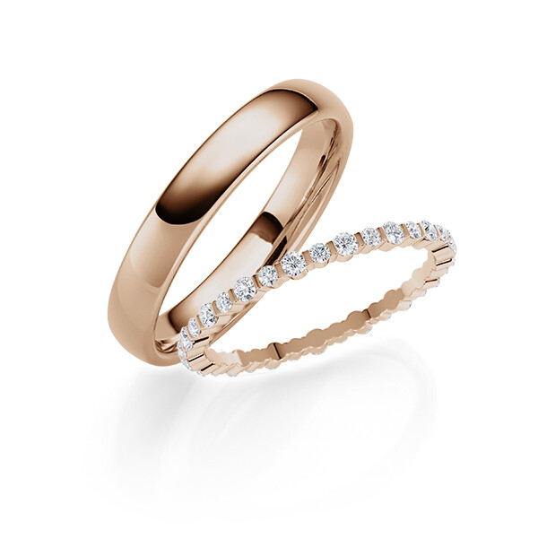 Paar Trauringe / Eheringe Peach-Gold 585/- zus. 0,570 ct, tw, si - RU-1825-6