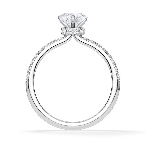 Diamantring Lab Grown Halo Herz Diamant Weißgold Rubin 1981