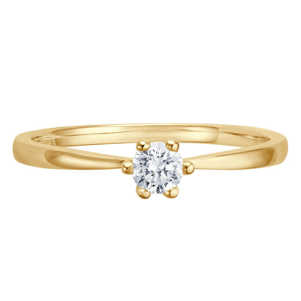 bella luce Solitaire Ring Gelbgold Brillant 0.170 ct. w/si, liegend