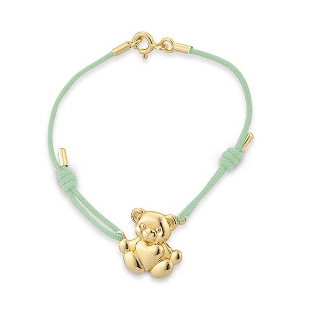 Armreif Kids Teddybär Silber vergoldet Breuning 54-00987 - Band grün