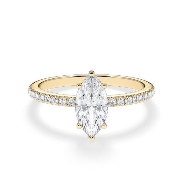 Verlobungsring Hidden Halo Lab-Grown Marquise-Diamant Gelbgold Rubin RU-1901