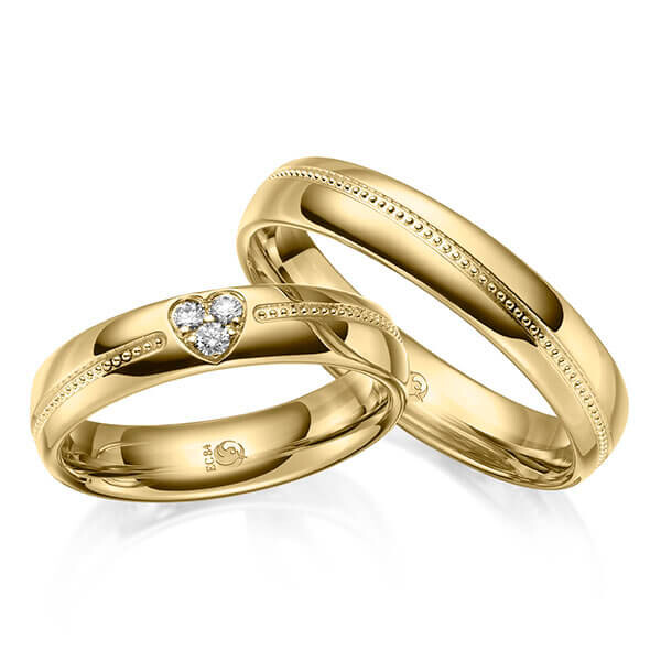 Paar Trauringe / Eheringe Gelbgold 333/- zus. 0,075 ct, tw, si - RU-1646-2