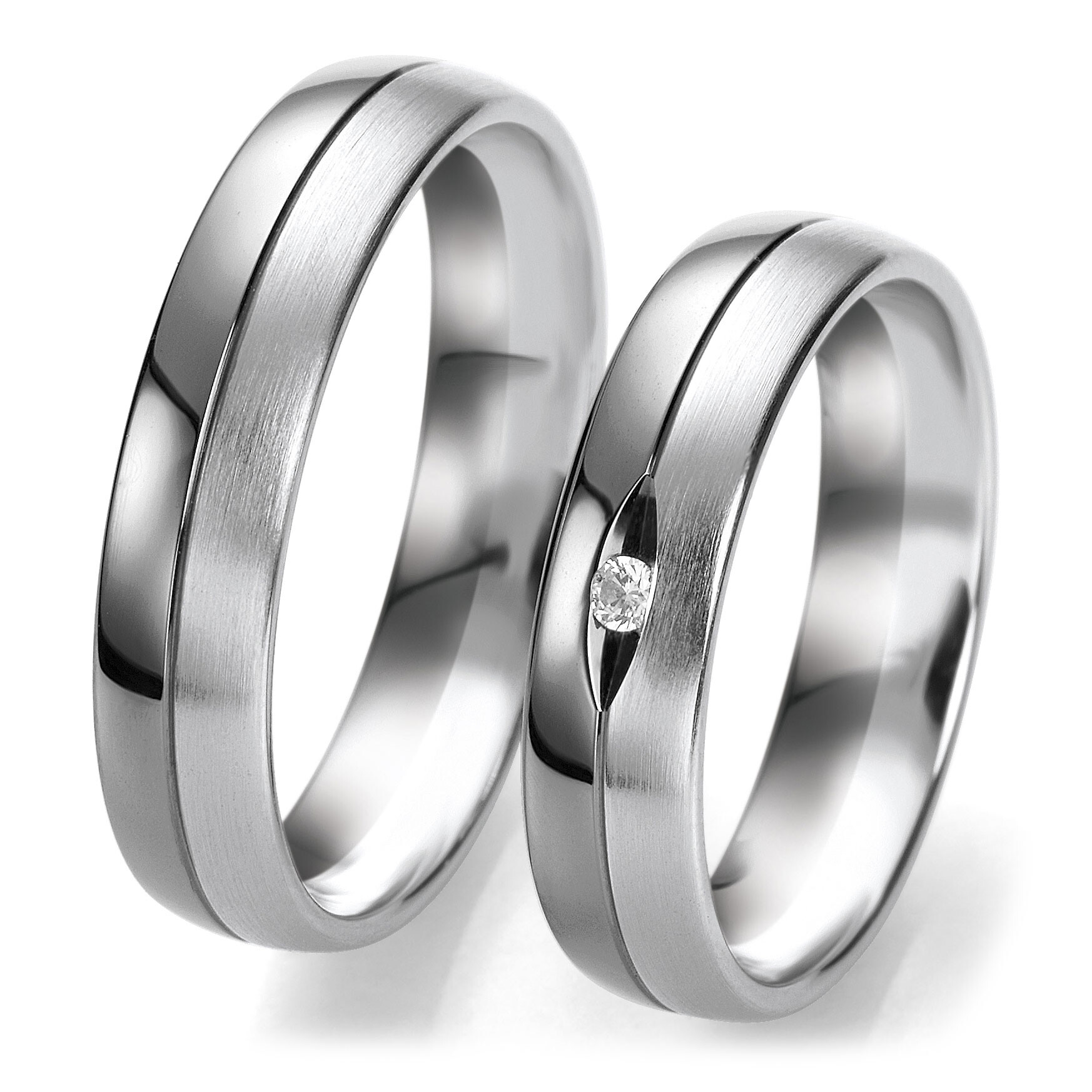 Breuning Trauringe 48/06303 & 48/06304 Weißgold & Graugold