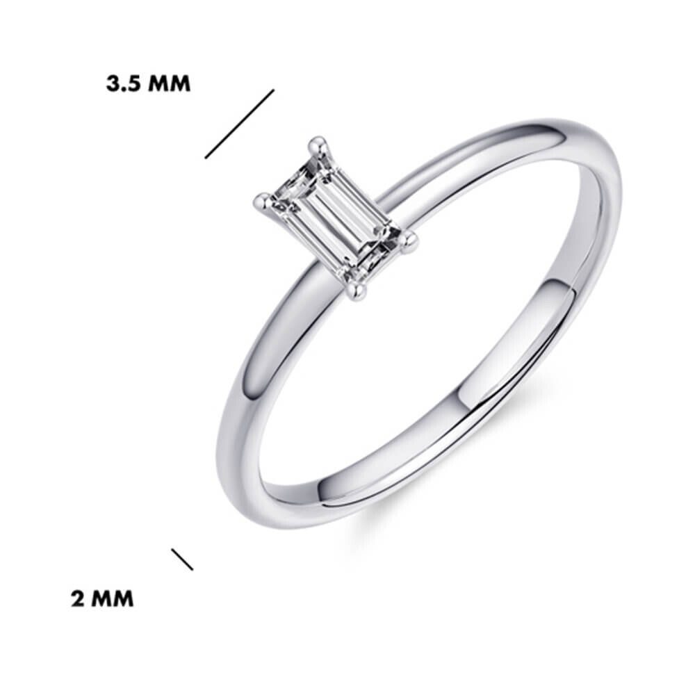 Solitär Ring Silber 925 Baguette Zirkonia Gisser R417