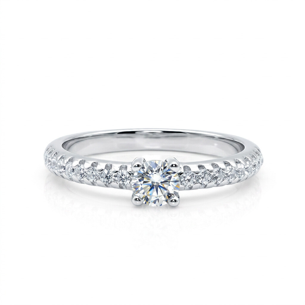 Verlobungsring Solitär Silber 925 Zirkonia Pavé – RZ00014