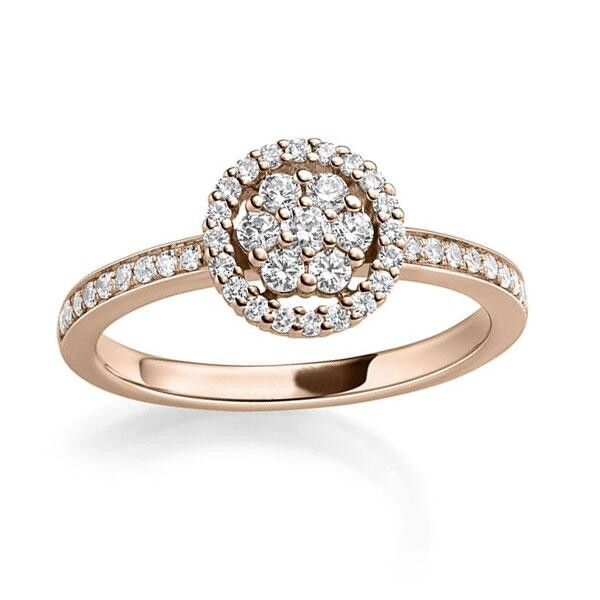 Verlobungsring Rotgold Halo Rubin RU-1828