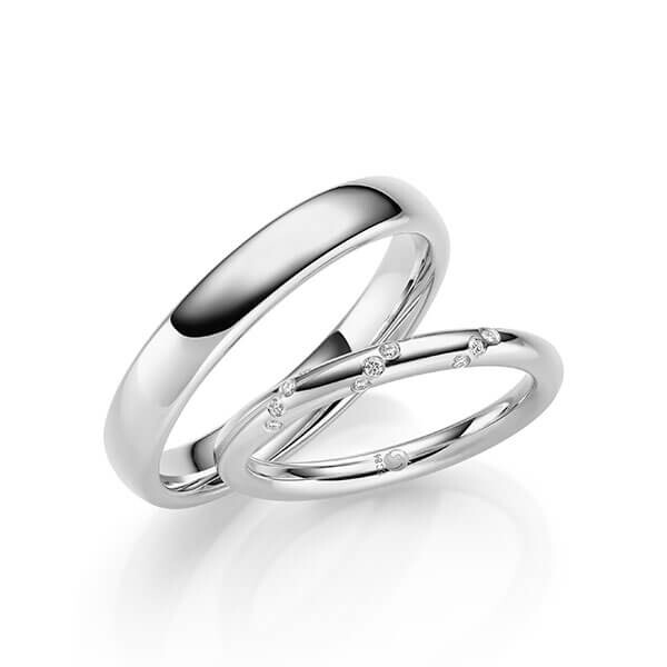 Paar Trauringe / Eheringe Platin 600/- zus. 0,060 ct, tw, si - RU-1703-5