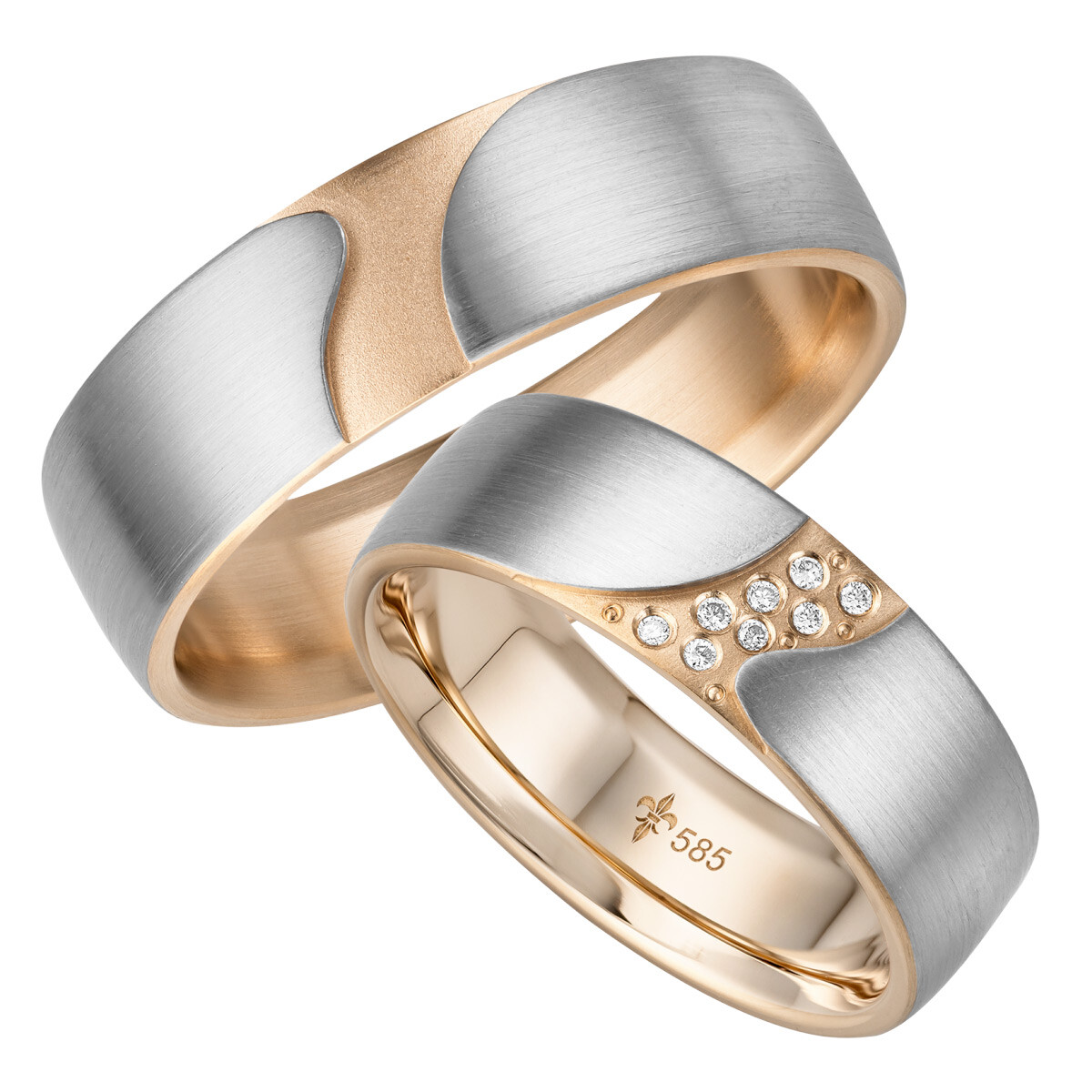 Giloy Trauringe Weiß-/ Roségold Modell 12 Eve