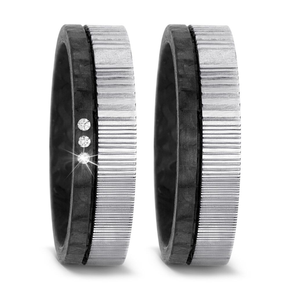 Titanfactory Trauringe aus Carbon & Damaszener Stahl - 52540