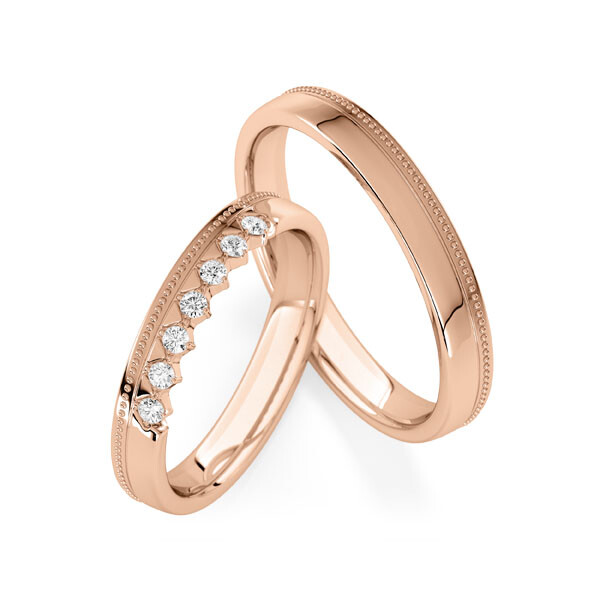 Paar Trauringe / Eheringe Rotgold 333/- zus. 0,140 ct, tw, si - RU-1840-3