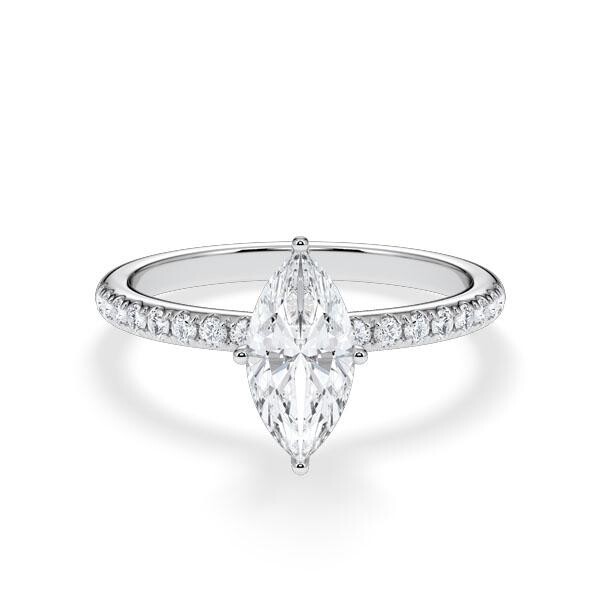Verlobungsring Veiled Halo Lab-Grown Marquise-Diamant Weißgold Rubin RU-1892
