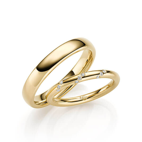 Paar Trauringe / Eheringe Gelbgold 333/- zus. 0,060 ct, tw, si - RU-1703-1