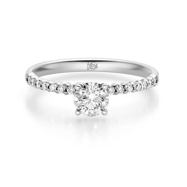 Diamantring Graugold dunkel 375 zus. 0,640 ct, tw,si Brillant Rubin RU-1724-6