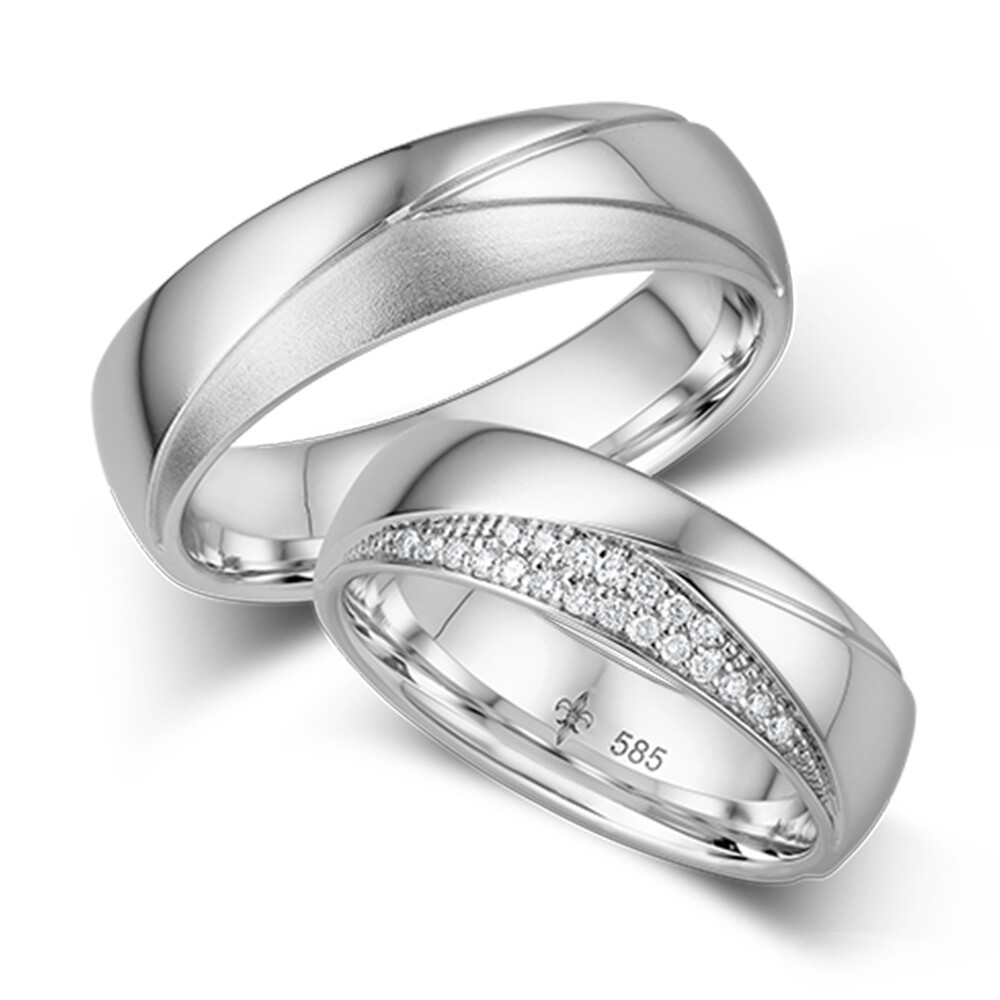 Giloy Trauringe Émilie Weißgold TR-0-00010 & TR-1-00010