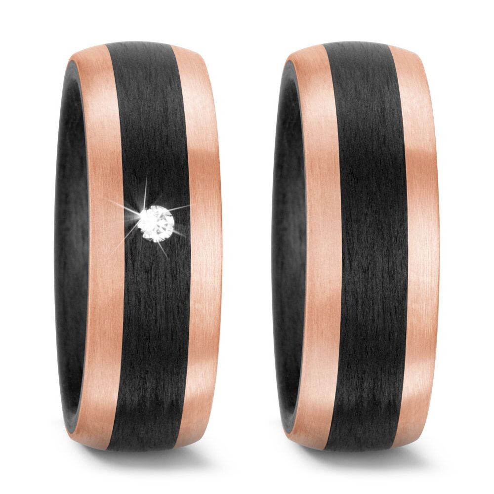 Trauringe Carbon Roségold 585 Brillant TitanFactory 59319