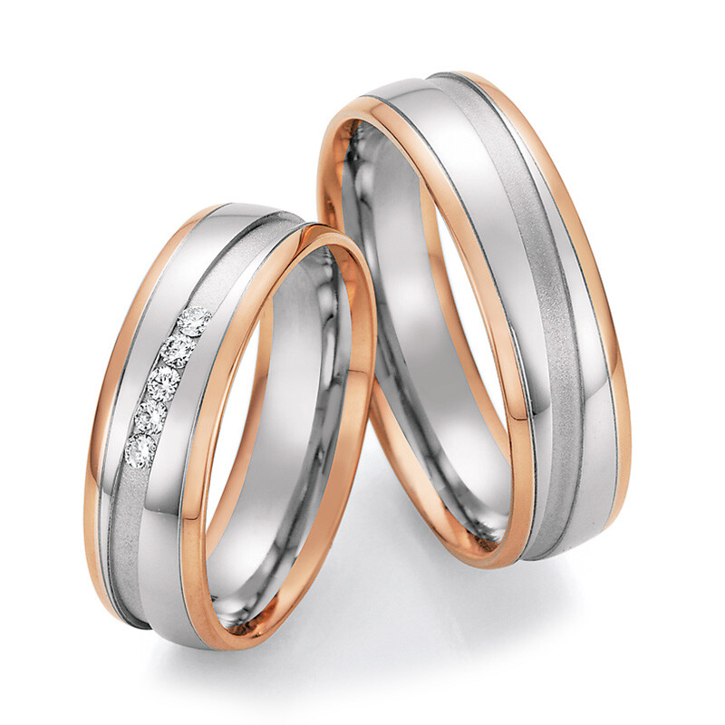 Ruesch Trauringe 66/37090 & 66/37100 Weißgold & Rotgold