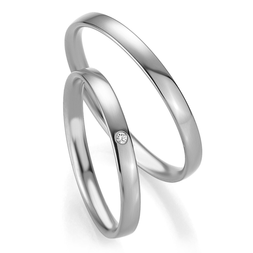 Trauringe Weißgold Basic Slim Breuning 48/04301 & 48/04302