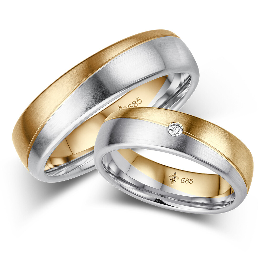 Trauringe Chloé Weiß-/Gelbgold Brillant Giloy TR-0/TR-1-00001