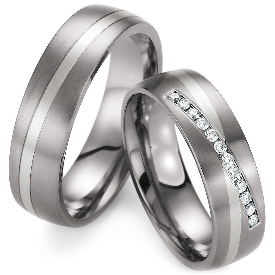Ruesch Trauringe 78/80150-060 & 78/80160-060 aus Titan & Weißgold 585