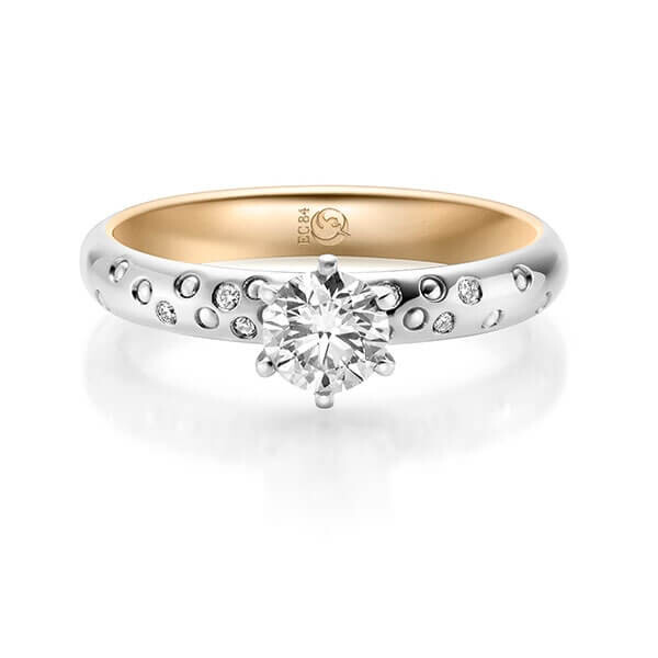 Diamantring Palladium 585 & Roségold 585 zus. 0,530 ct, tw,si Brillant Rubin RU-1726-12