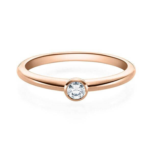 Verlobungsring Rotgold 585/- zus. 0,080 ct, tw, si - RU-1571-23