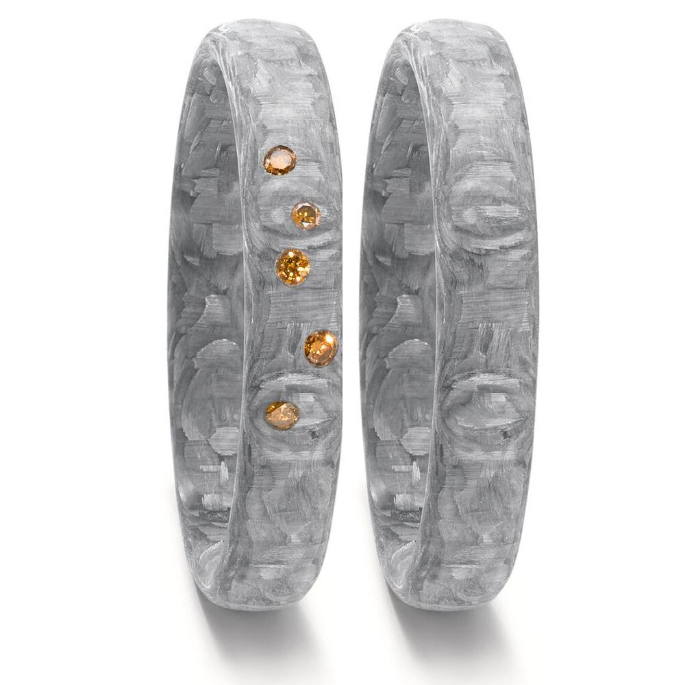 Trauringe Carbon grau Brillant Cognac TitanFactory 52608