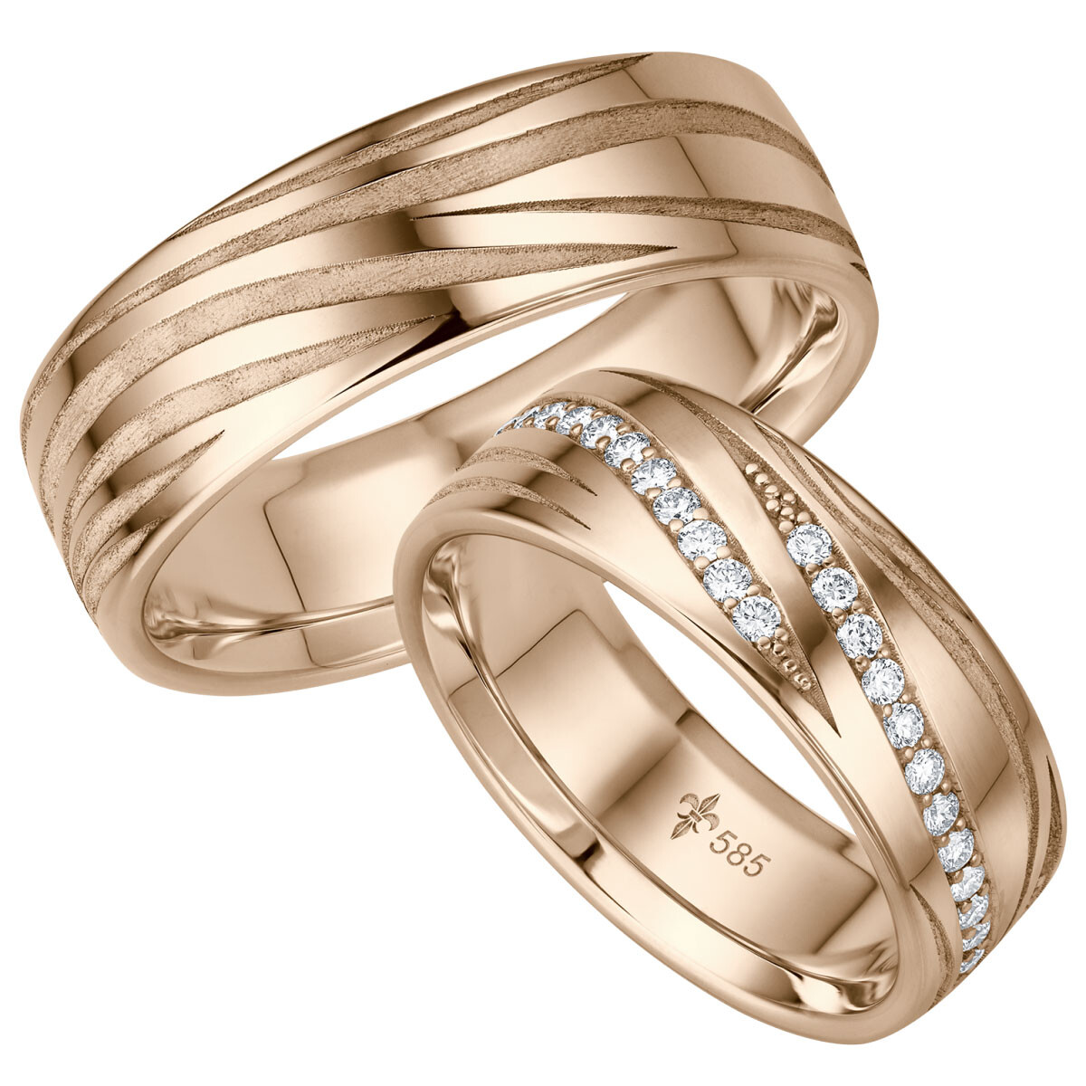 Giloy Trauringe TR-0-00043 & TR-1-00043 Paulette Roségold